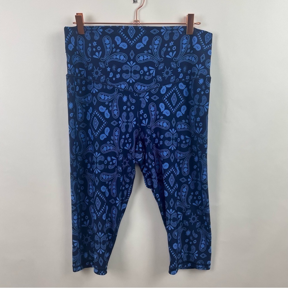 Aerie Real Me‎ Crop Hi-Rise Legging Blue Paisley XXL